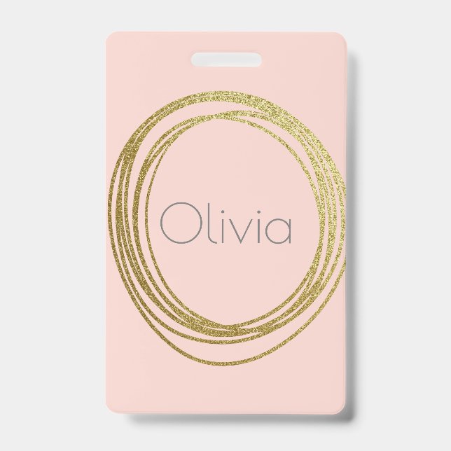 Imitate Gold Abstrakt Circle Design mit Namen Ausweis (Vorderseite)