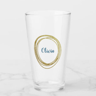Imitate Gold Abstrakt Circle Design mit Namen Glas