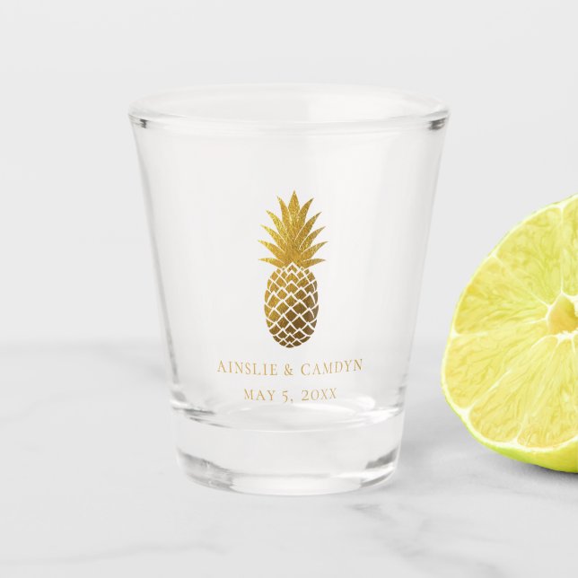Imitate Gold Ananas Gastgeschenk Hochzeit Schnapsglas (Vorderseite)
