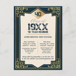 Imitate Gold Art Deco 40 Jahre High School Wieders Postkarte