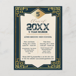 Imitate Gold Art Deco 5 Jahre High School Wiederse Postkarte