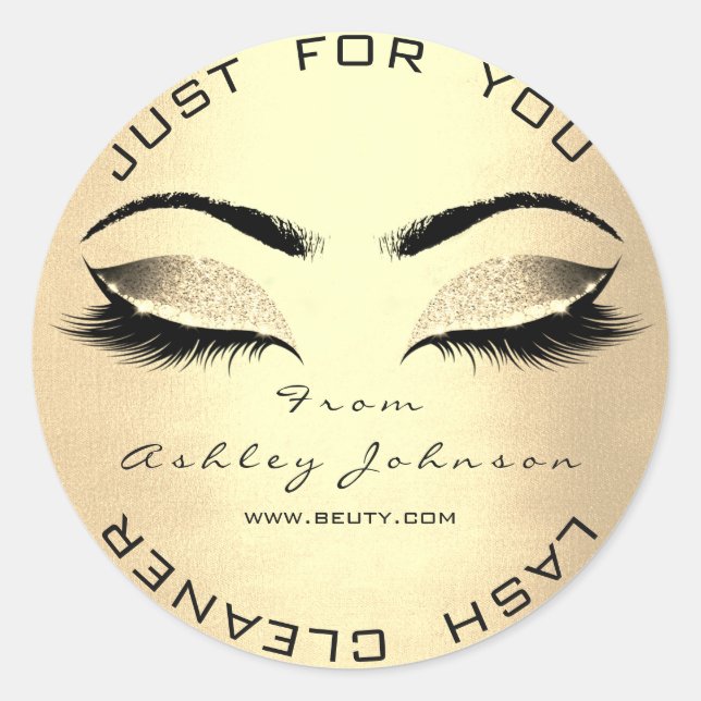 Imitate Gold Beauty Salon Glitzer Eyes Lash Cleane Runder Aufkleber (Vorderseite)