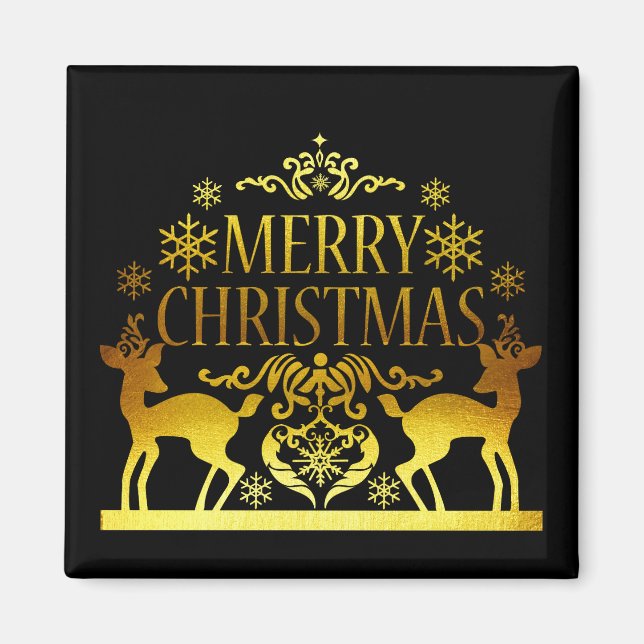 Imitate Gold Black Frohe Weihnachtsmagnet Magnet (Vorne)