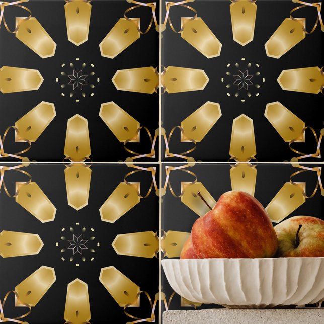 Imitate Gold & Black Luxury Mosaic Geometric Muste Fliese (Von Creator hochgeladen)