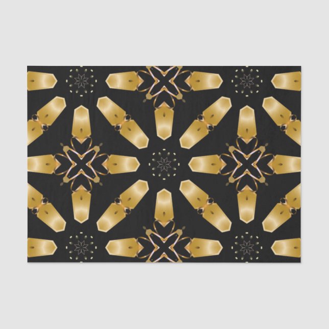 Imitate Gold & Black Luxury Mosaic Geometric Muste Seidenpapier (Vorderseite)