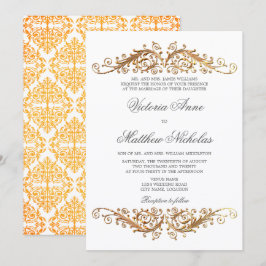 Imitate Gold Blüh Damask Einladung