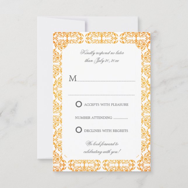 Imitate Gold Blüh Damask UAWG Einladung (Rückseite)