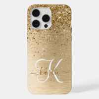 Imitate Gold Brushed Metal Glitzer Monogram Name