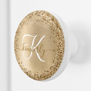 Imitate Gold Brushmetall Glitzer Print Monogram Keramikknauf