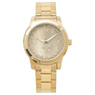Imitate Gold Brushmetall Glitzer Print Monogram Na Armbanduhr