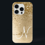 Imitate Gold Brushmetall Glitzer Print Monogram Na Case-Mate iPhone Hülle<br><div class="desc">Dieses schicke Gehäuse mit hübschem goldglänzenden Glitzer auf goldgebürstetem metallischem Hintergrund ist einfach zu personalisieren.</div>