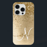 Imitate Gold Brushmetall Glitzer Print Monogram Na Case-Mate iPhone Hülle<br><div class="desc">Dieses schicke Gehäuse mit hübschem goldglänzenden Glitzer auf goldgebürstetem metallischem Hintergrund ist einfach zu personalisieren.</div>