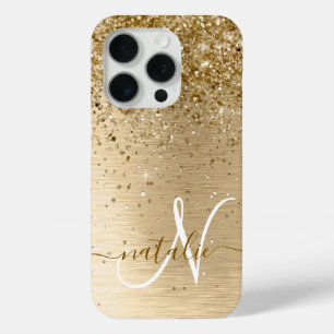 Imitate Gold Brushmetall Glitzer Print Monogram Na Case-Mate iPhone Hülle