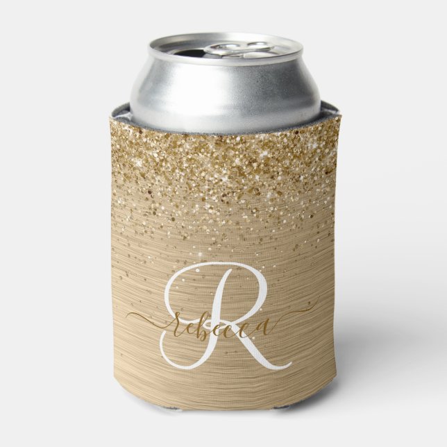 Imitate Gold Brushmetall Glitzer Print Monogram Na Dosenkühler (Kanne Vorderseite)