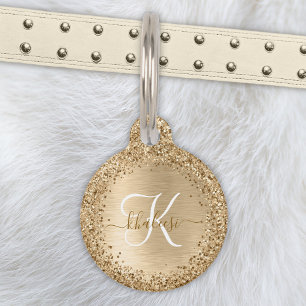 Imitate Gold Brushmetall Glitzer Print Monogram Na Haustiermarke