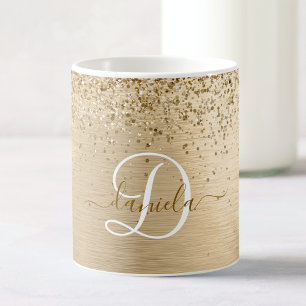 Imitate Gold Brushmetall Glitzer Print Monogram Na Kaffeetasse