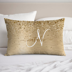 Imitate Gold Brushmetall Glitzer Print Monogram Na Kissenbezug
