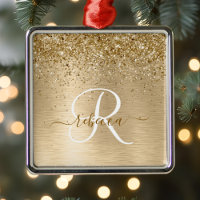 Imitate Gold Brushmetall Glitzer Print Monogram Na