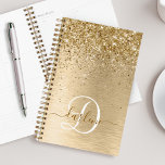 Imitate Gold Brushmetall Glitzer Print Monogram Na Planer<br><div class="desc">Dieses schicke Design mit hübschem goldglänzenden Glitzer auf goldgebürstetem metallischem Hintergrund ist einfach zu personalisieren.</div>