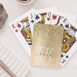 Imitate Gold Brushmetall Glitzer Print Monogram Na Spielkarten<br><div class="desc">Dieses schicke Design mit hübschem vergoldeten Imitat-Glitzer auf goldgebürstetem metallischem Hintergrund ist einfach zu personalisieren.</div>