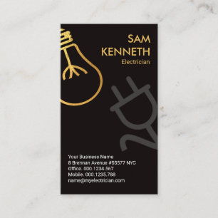 Imitate Gold Bulb Gray Power Stecker Elektriker Visitenkarte