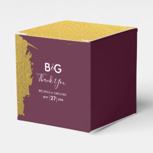 Imitate Gold Burgund, Monogram Wedding Geschenkschachtel