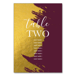 Imitate Gold Burgundy, Monogram Wedding Guest Name Tischnummer