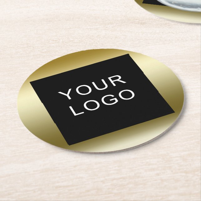 Imitate Gold Business Corporate Logo Design Runder Pappuntersetzer (Angewinkelt)