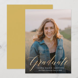 Imitate Gold Calligraphy Graduate Foto Einladung