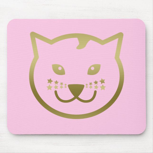 Imitate Gold Cat Face - Benutzerdefinierte Hinterg Mousepad (Vorne)