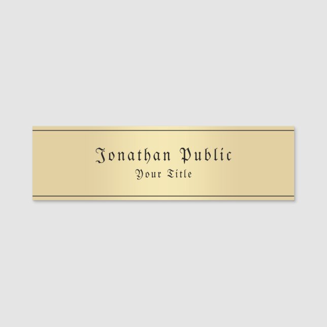 Imitate Gold Classic Look Old Style Text Template Namensschild (Vorderseite)