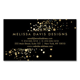 Imitate Gold Confetti auf Black Modern Magnetische Visitenkarte