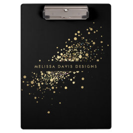 Imitate Gold Confetti auf Black Modern Personalisi Klemmbrett