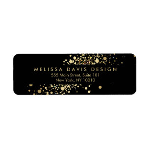 Imitate Gold Confetti auf dem Black Modern Address