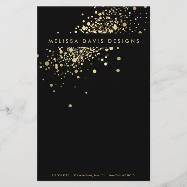 Imitate Gold Confetti auf dem Schwarzen Flyer (Vorne)