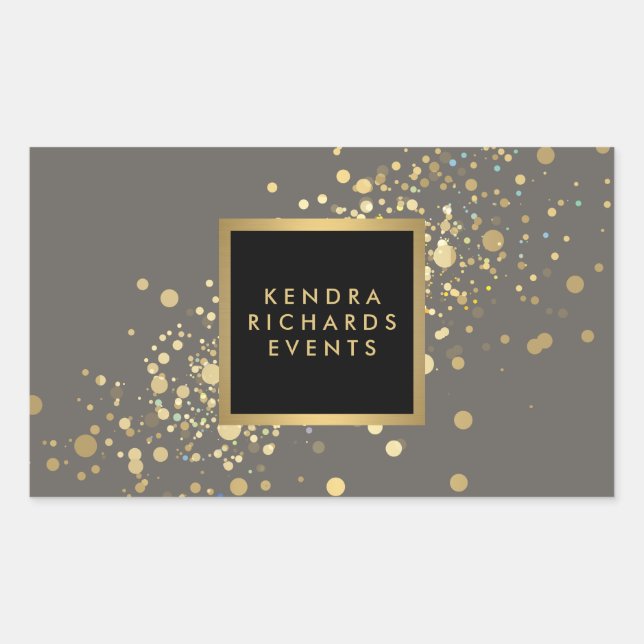 Imitate Gold Confetti auf modernen grauen Stickern Rechteckiger Aufkleber (Vorderseite)