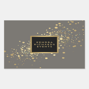 Imitate Gold Confetti auf modernen grauen Stickern Rechteckiger Aufkleber