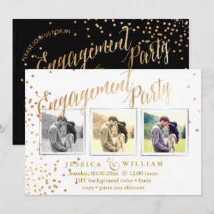 Imitate Gold Confetti Engagement Einladung