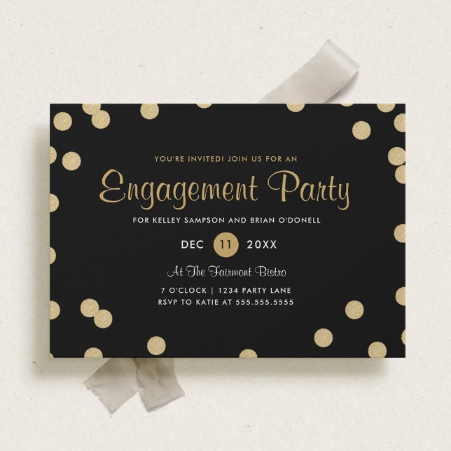 Imitate Gold Confetti Engagement Party einladen Einladung (Von Creator hochgeladen)