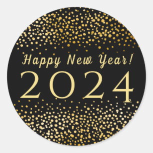 Imitate Gold Confetti Frohes Neues Jahr 2019 Runder Aufkleber
