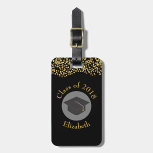 Imitate Gold Confetti & Graduation Cap Class 20xx Gepäckanhänger