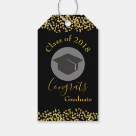 Imitate Gold Confetti & Graduation Cap Class 20xx Geschenkanhänger