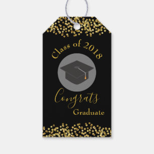 Imitate Gold Confetti & Graduation Cap Class 20xx Geschenkanhänger