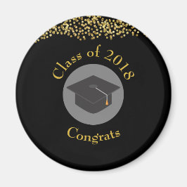 Imitate Gold Confetti & Graduation Cap Class 20xx Magnet