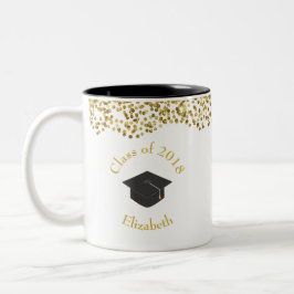 Imitate Gold Confetti & Graduation Cap Class 20xx Zweifarbige Tasse