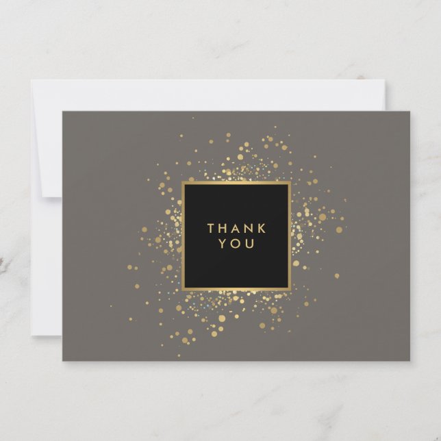 Imitate Gold Confetti Gray Dankeschön-Karte Dankeskarte (Vorderseite)
