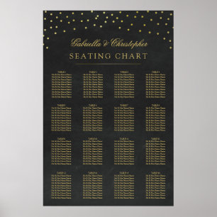 Imitate Gold Confetti Hochzeitskarte 16 Tabelle Poster