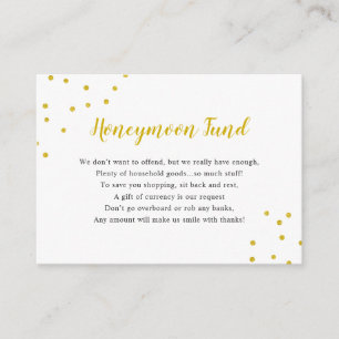 Imitate Gold Confetti Honeymoon Fund Begleitkarte