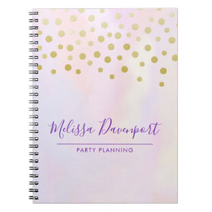 Imitate Gold Confetti Lila Wasserfarbe Notizblock