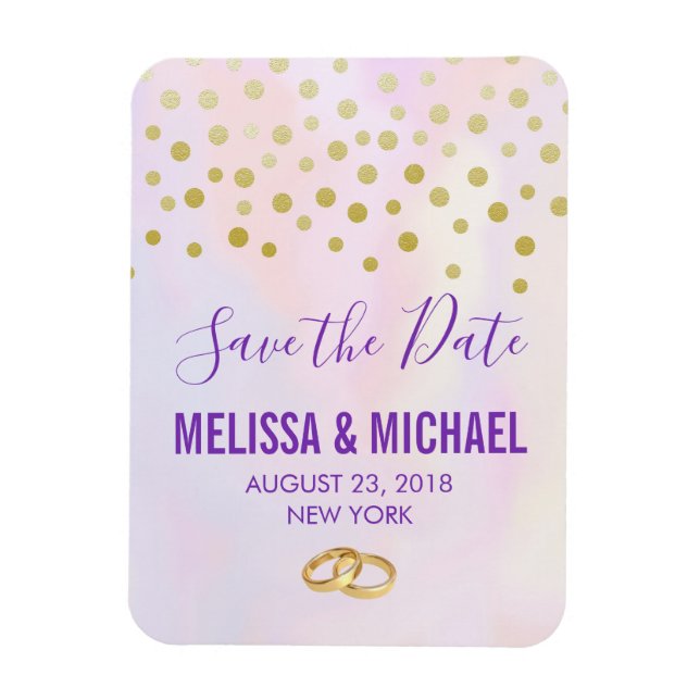 Imitate Gold Confetti Lila Wasserfarbe STD Magnet (Vertikal)